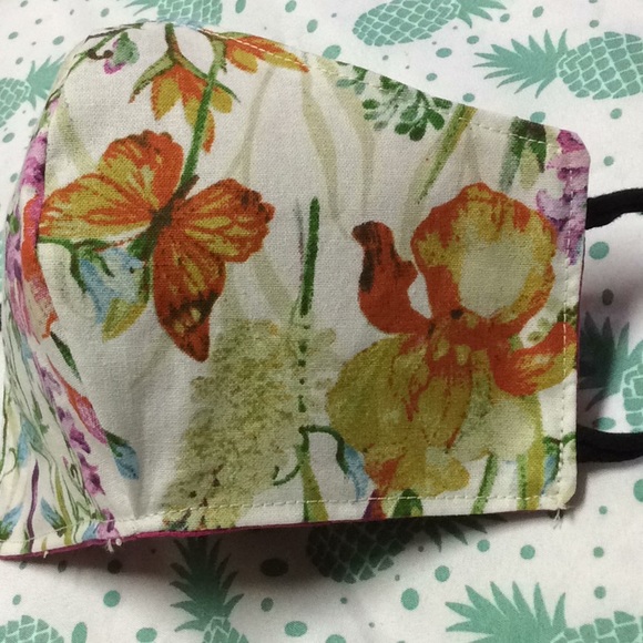 Rustic floral butterfly face mask handmade - Picture 4 of 7